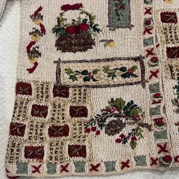 VINTAGE Paul Harris Design Women's Cream Cardigan Sz S - Picture 5 of 9